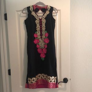 Black and pink Indian suit